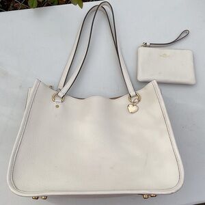 Coach Elegant White Leather Tote Bag
